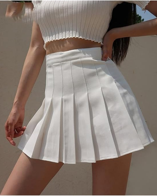 FALDA TABLEADA CON BAJO SHORT