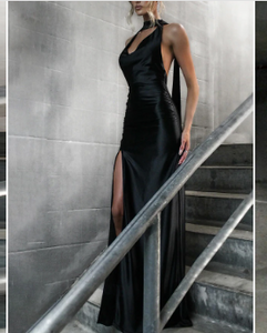 VESTIDO LARGO SEDA CON CUELLO
