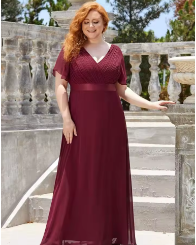 VESTIDO LARGO CON MANGUITAS TALLES GRANDES