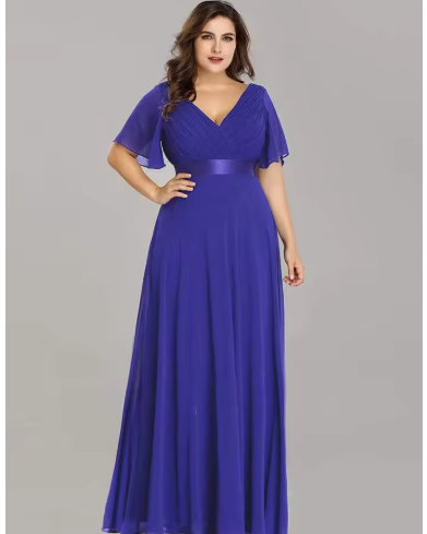 VESTIDO LARGO CON MANGUITAS TALLES GRANDES