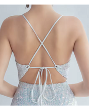 Cargar imagen en el visor de la galería, VESTIDO LARGO ESCOTE V LINEAS LENTEJUELAS
