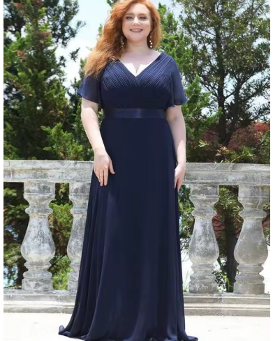 VESTIDO LARGO CON MANGUITAS TALLES GRANDES