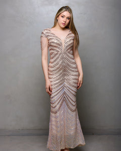 VESTIDO LARGO LINEAS PICOLISO MAS TIRAS EN HOMBRO