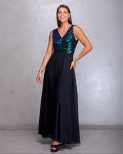 Cargar imagen en el visor de la galería, VESTIDO LARGO TOP LENTEJUELA TORNASOLADO
