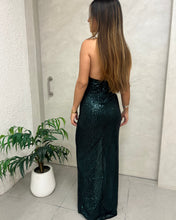 Cargar imagen en el visor de la galería, VESTIDO LARGO LENTEJUELAS BASICO CON TAJO
