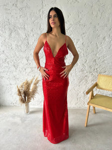 VESTIDO TUBO LUREX STRAPLESS CON COLA COSTADO