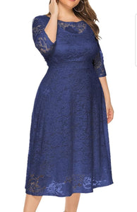 VESTIDO ENCAJE 3/4 PLUS SIZE