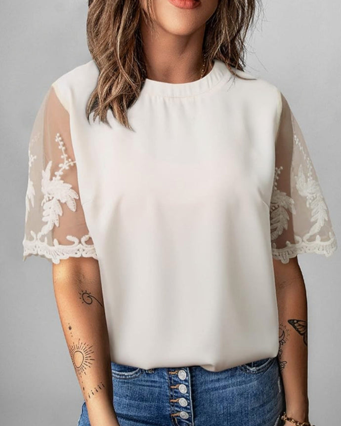 BLUSA MANGA TUL BORDADO