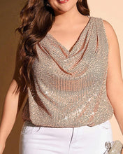 Cargar imagen en el visor de la galería, MUSCULOSA LENTEJUELA CUELLO ANCHO
