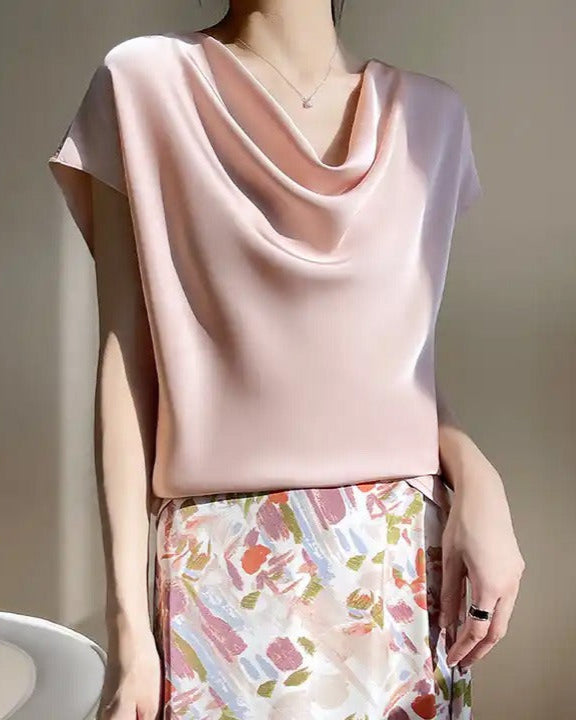 BLUSA SEDA CON MANGUITA CAIDA