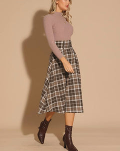 FALDA CUADROS MIDI
