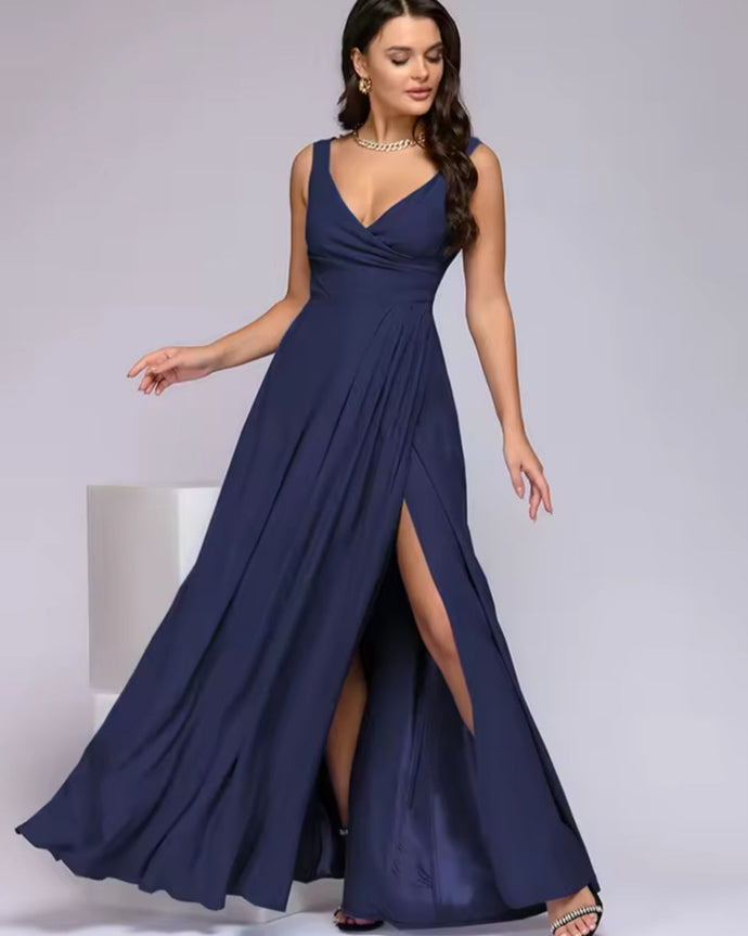 VESTIDO LISO FALDA CRUZADA TAJO