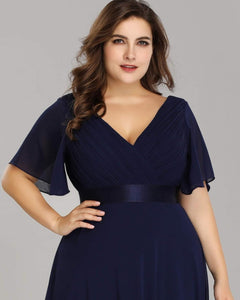 VESTIDO LARGO CON MANGUITAS TALLES GRANDES
