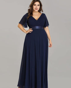 VESTIDO LARGO CON MANGUITAS TALLES GRANDES