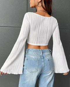 TOP TEXTURA MANGA LARGA OXFORD