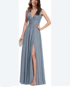 VESTIDO LARGO BORDADO MAS GASA TALLE GRANDE