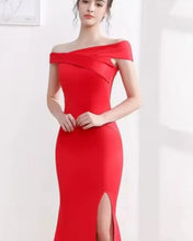 Cargar imagen en el visor de la galería, VESTIDO LARGO HOMBROS IRREGULAR
