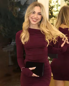 VESTIDO MANGA LARGA CUELLO BOTE
