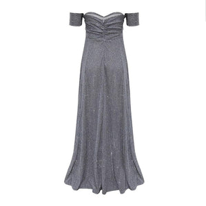 VESTIDO LARGO BRILLO HOMBRO CAIDO