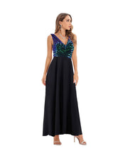 Cargar imagen en el visor de la galería, VESTIDO LARGO TOP LENTEJUELA TORNASOLADO
