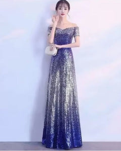 VESTIDO LARGO LENTEJUELA DEGRADE TALLES GRANDES