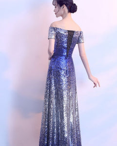 VESTIDO LARGO LENTEJUELA DEGRADE TALLES GRANDES