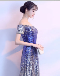 VESTIDO LARGO LENTEJUELA DEGRADE TALLES GRANDES