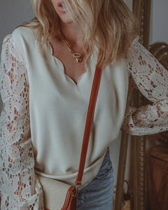 BLUSA MANGAS ENCAJE FLORES