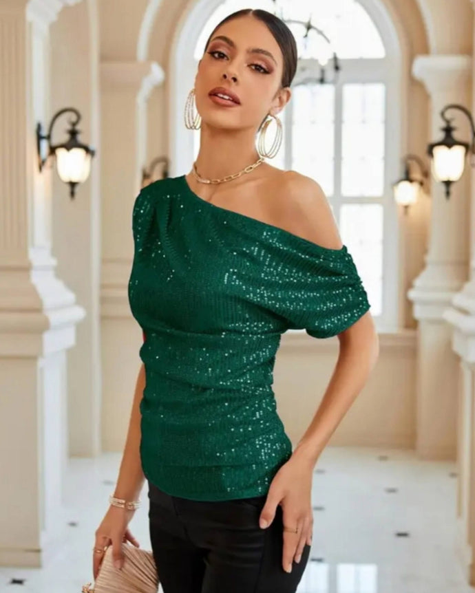 BLUSA LENTEJUELA HOMBRO CAIDO