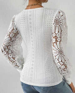 BLUSA BRODERIE MANGAS CALADAS TALLES GRANDES