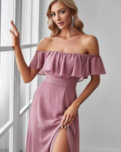 Cargar imagen en el visor de la galería, VESTIDO LARGO HOMBROS CAIDOS VOLADOS
