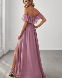 VESTIDO LARGO HOMBROS CAIDOS VOLADOS