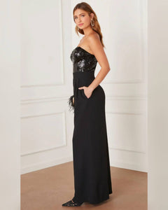MONO STRAPLESS LENTEJUELAS MAS LISO