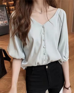BLUSA MANGA BALON CON BOTONES