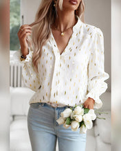 Cargar imagen en el visor de la galería, BLUSA MANGA LARGA ESTAMPADO DORADO
