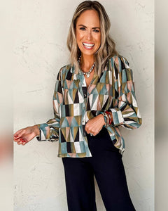 BLUSA MANGA LARGA ESTAMPADO GEOMETRICO