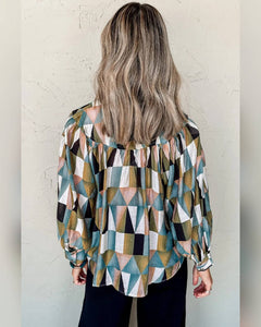 BLUSA MANGA LARGA ESTAMPADO GEOMETRICO