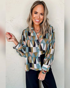BLUSA MANGA LARGA ESTAMPADO GEOMETRICO