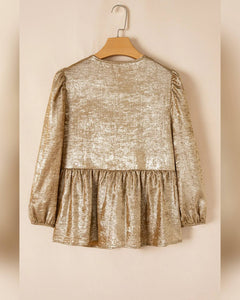 BLUSA BRILLO MANGA 3/4 ATADA
