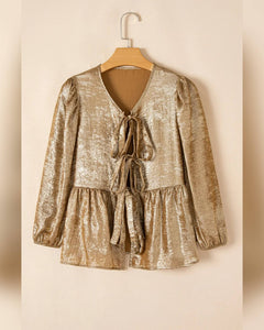 BLUSA BRILLO MANGA 3/4 ATADA