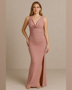 VESTIDO LARGO RECTO CUELLO BUCHE