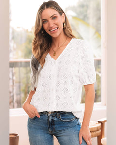 BLUSA BRODERIE CON BOTONES Y MANGA PRINCESA