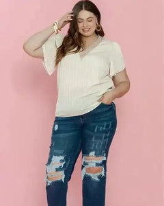BLUSA TEXTURA RALLITAS TALLES GRANDES