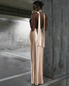 VESTIDO LARGO SEDA CON CUELLO