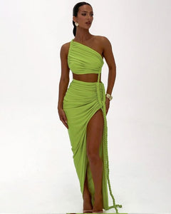 VESTIDO LARGO SIMIL TOP Y FALDA