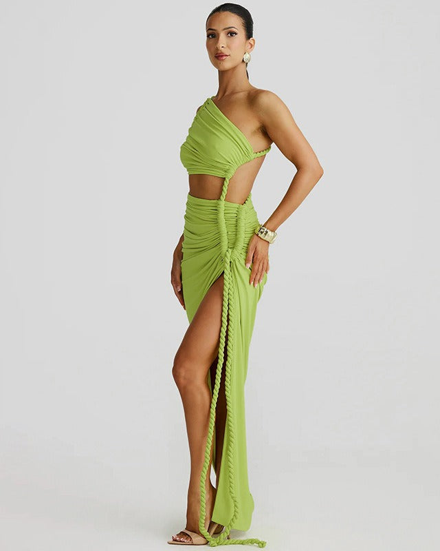 VESTIDO LARGO SIMIL TOP Y FALDA