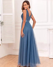 Cargar imagen en el visor de la galería, VESTIDO LARGO TUL BORDADO MAS TUL CON CINTO
