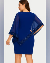 Cargar imagen en el visor de la galería, VESTIDO TUBO MAS CAPA BORDE LENTEJUELAS
