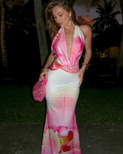 Cargar imagen en el visor de la galería, VESTIDO LARGO ESTAMPADO CON CUELLO BUCHE ***SALE***
