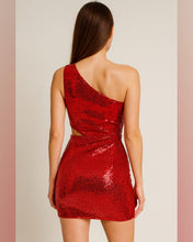 Cargar imagen en el visor de la galería, VESTIDO CUT OUT UN HORMBRO LENTEJUELA
